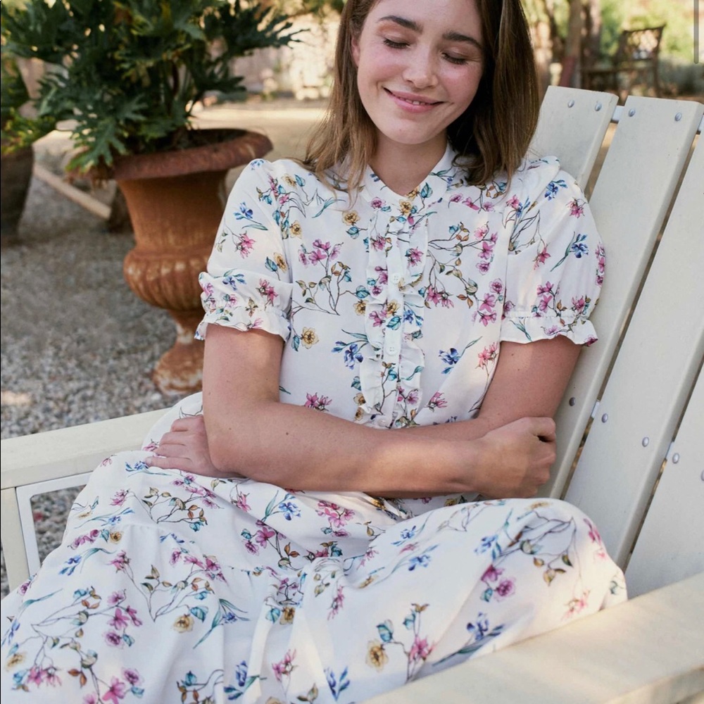 Christy Dawn Elle Dress in Alabaster Garden Silk Size Medium - Picture 5 of 8